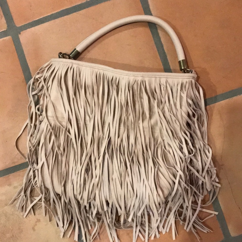 H&M blush fringe boho bag